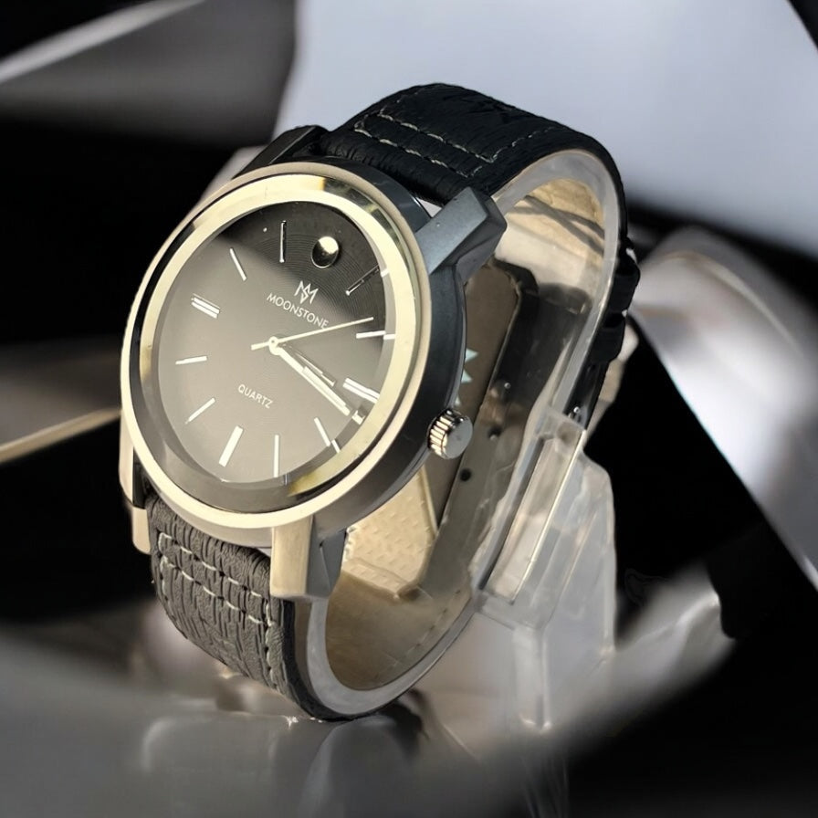 Moonstone Men’s Watch – Brown & Black Leather Strap | Stylish Jeans Look