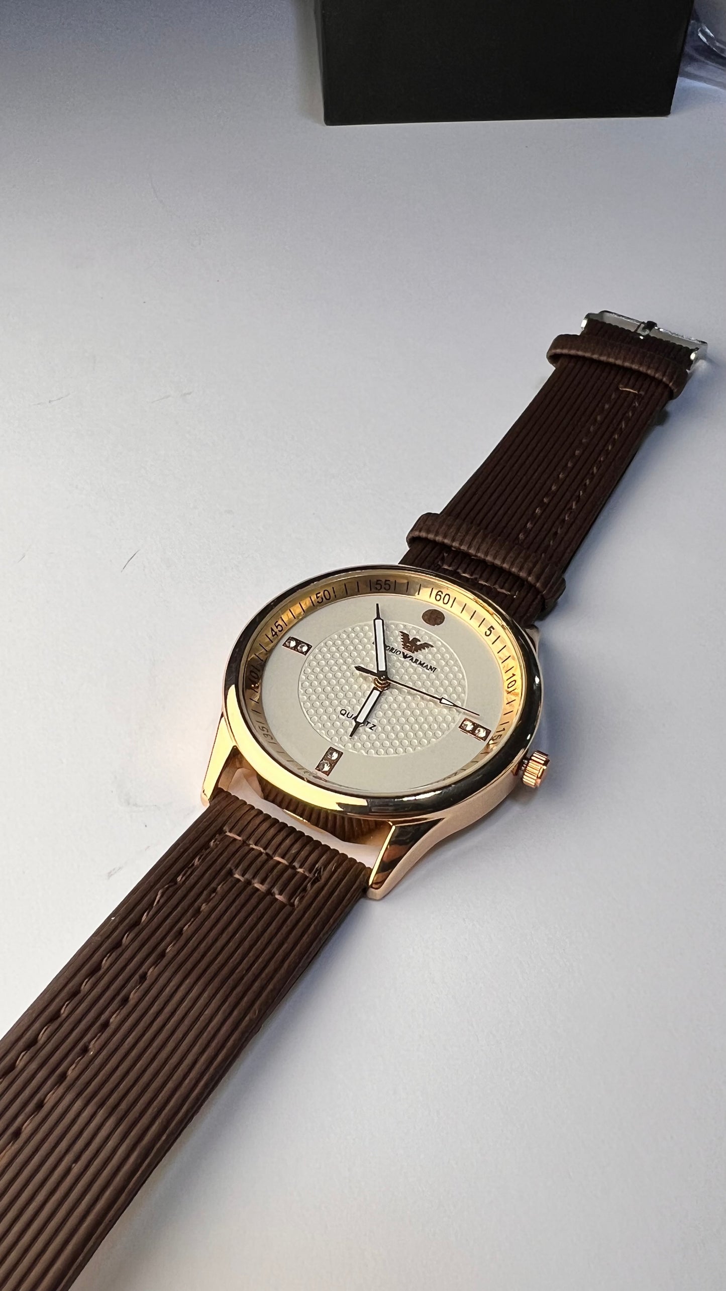 Men’s Casual Leather Watch – Brown Strap, Sleek Design, Everyday Style