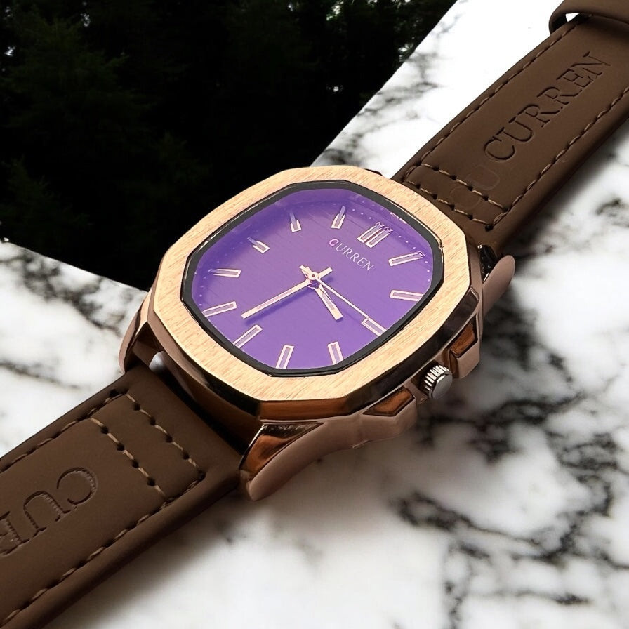 CURREN Men’s Classic Watch – Golden Case with Brown Leather Strap | Premium Look