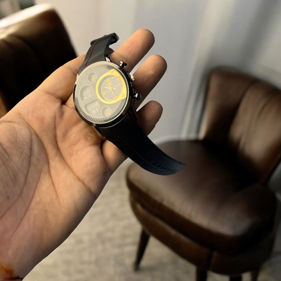 Men’s Hybrid Watch – Analog & Digital Display, Rubber Strap, Stylish Premium Look