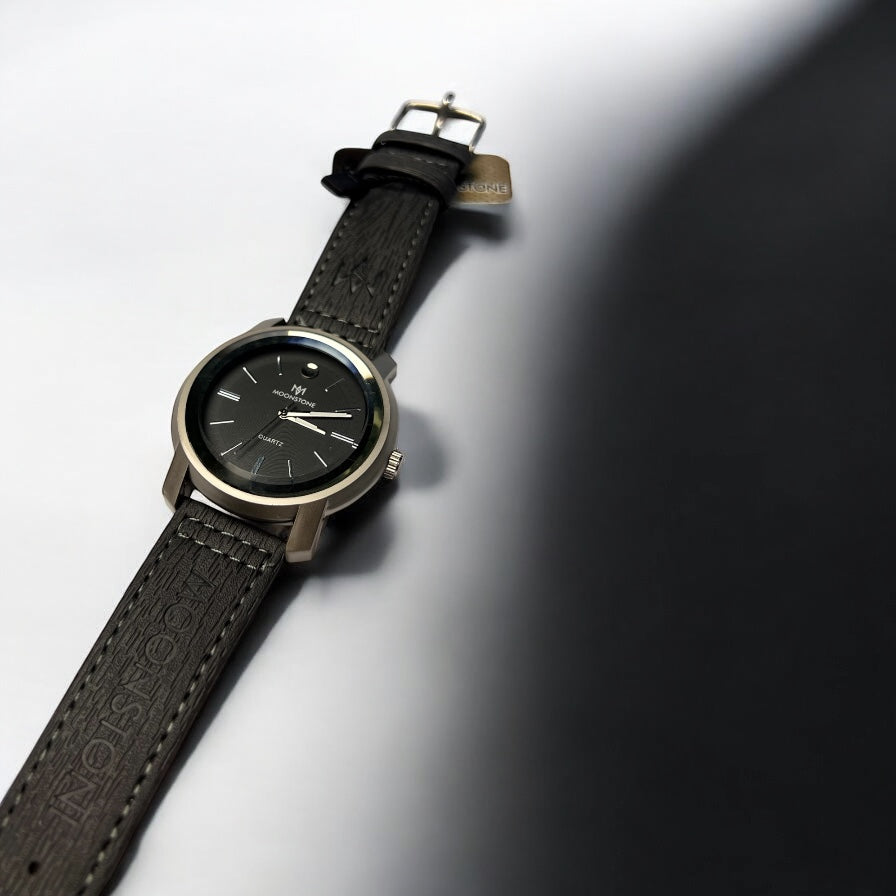 Moonstone Men’s Watch – Brown & Black Leather Strap | Stylish Jeans Look