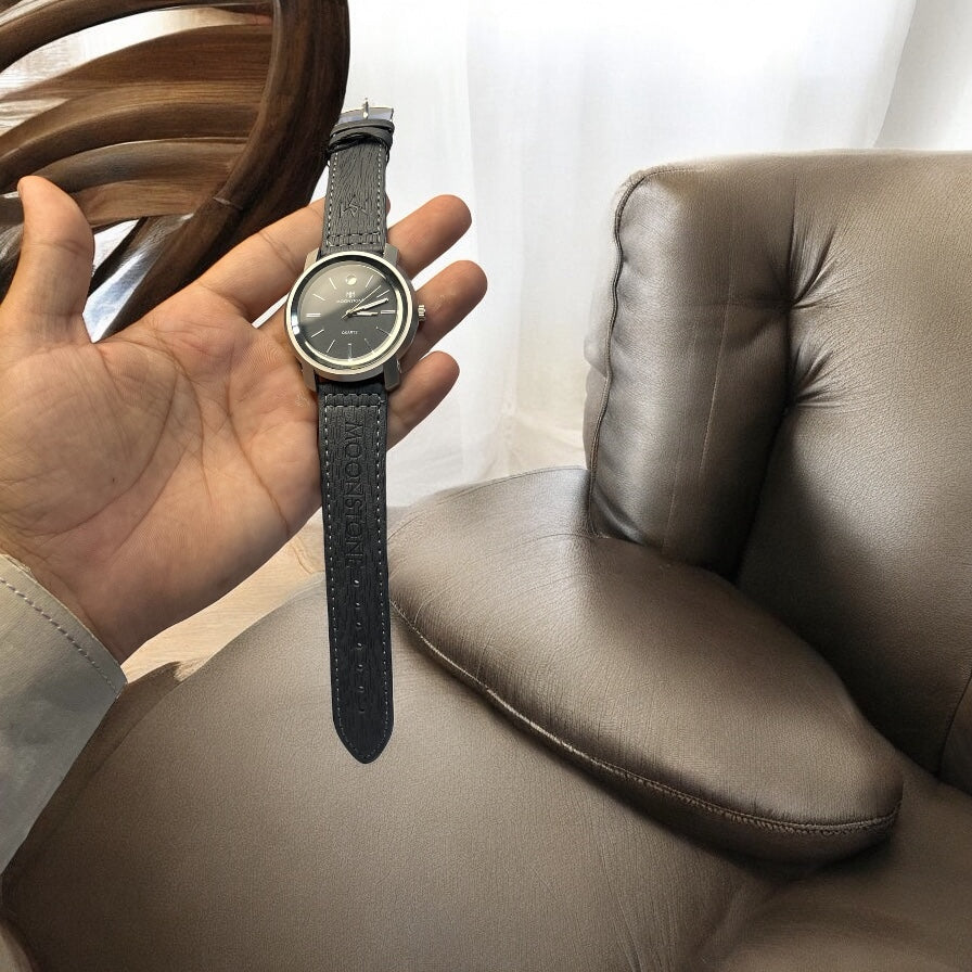 Moonstone Men’s Watch – Brown & Black Leather Strap | Stylish Jeans Look
