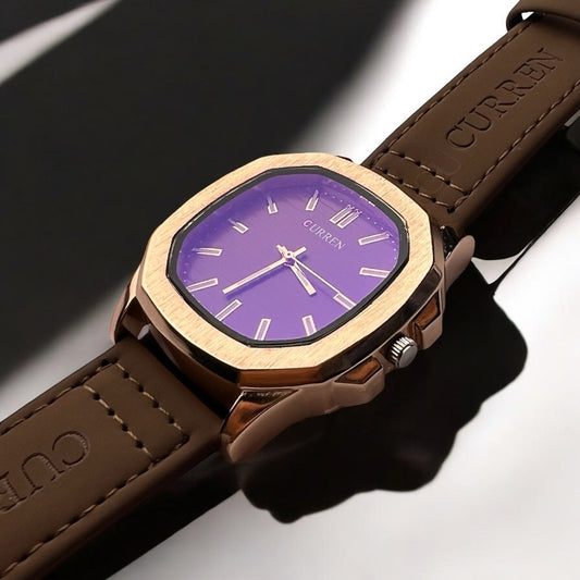 CURREN Men’s Classic Watch – Golden Case with Brown Leather Strap | Premium Look