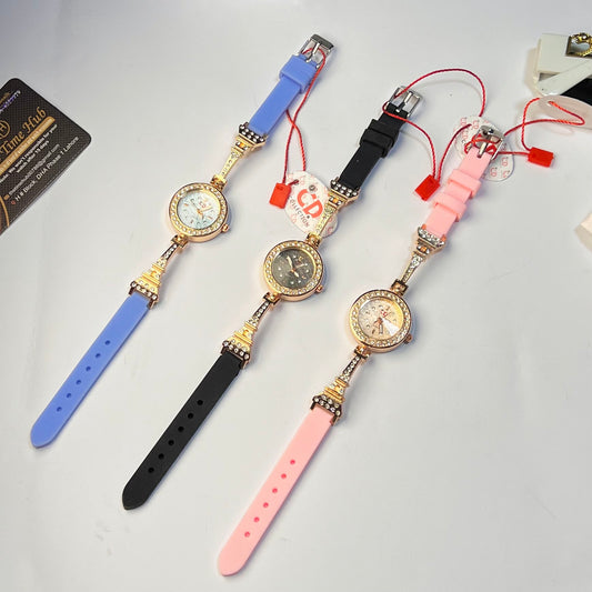 Ladies Fusion Watch – Unique Half Rubber & Chain Strap with Stylish Color