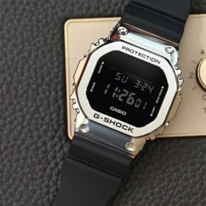 Digital Watch – Waterproof, Black Strap, Silver Case, Alarm, Light & Date Display – Jeans Style
