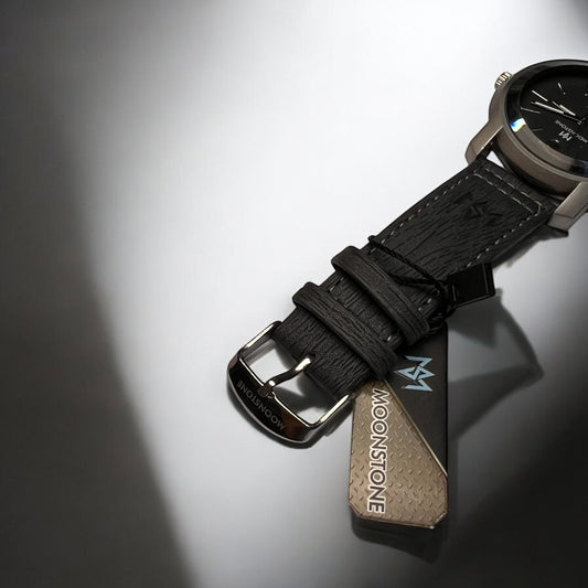 Moonstone Men’s Watch – Brown & Black Leather Strap | Stylish Jeans Look